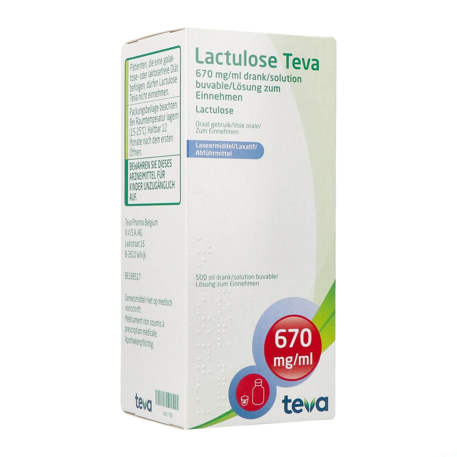 Lactulose Teva 670 mg/ml · 500ml siroop