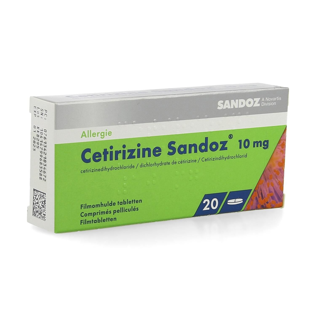 Cetirizine Sandoz 10mg · 20 filmomhulde tabletten