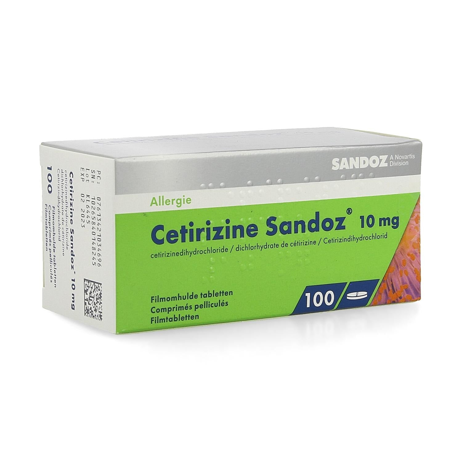 Cetirizine Sandoz 10mg · 100 filmomhulde tabletten