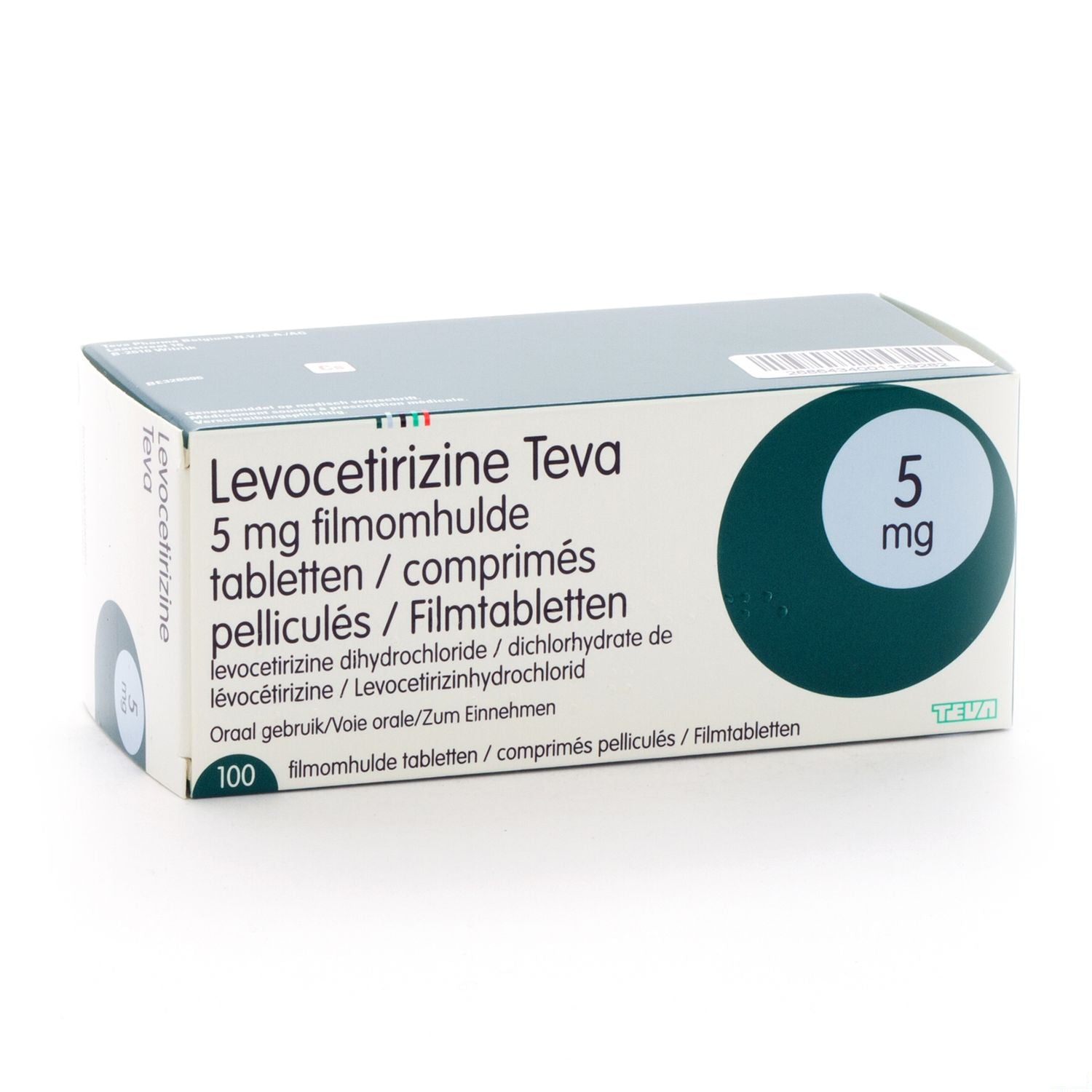 Levocetirizine Teva 5mg · 100 filmomhulde tabletten