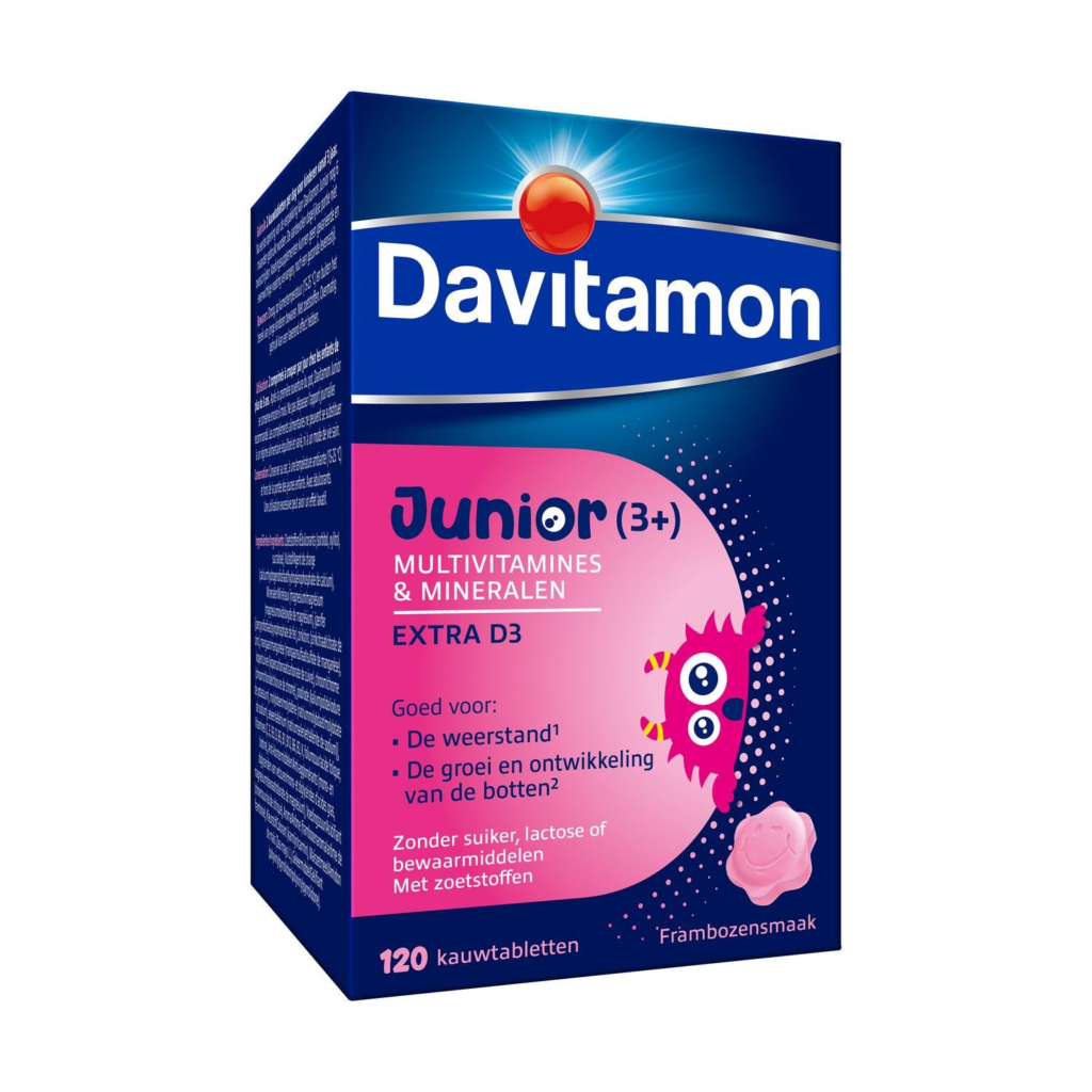 Davitamon Junior Framboos, 120 kauwtabletten