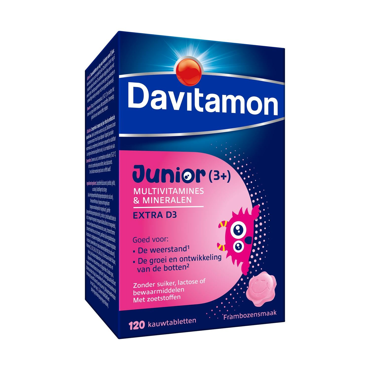 Davitamon Junior Framboos, 120 kauwtabletten