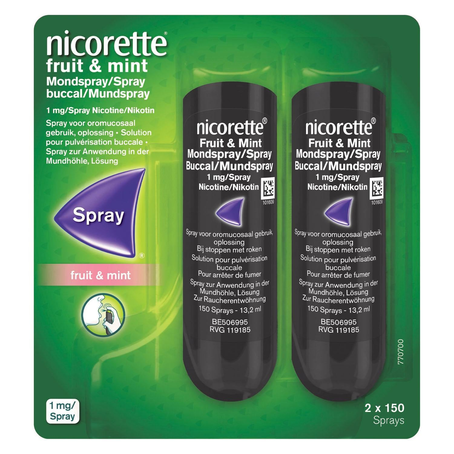 Nicorette Fruit & Mint 1 mg · 2x150 verstuivingen