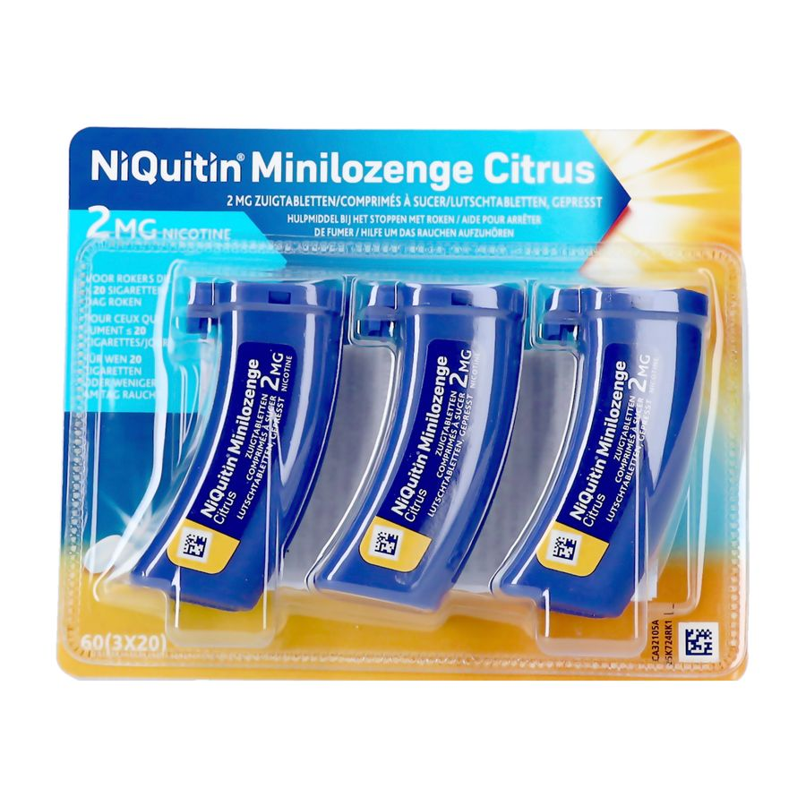 NiQuitin Minilozenge 2 mg · 60 citrus zuigtabletten