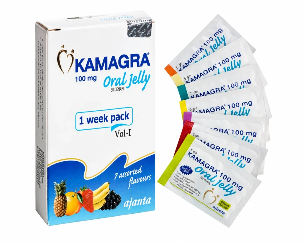 Kamagra Oral Jelly 100 mg — verpakking en sachets / boîte et sachets
